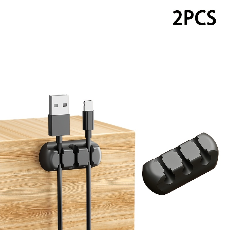 TEMU 3, 5, 2pcs Silicone New Cable Organizer Boxes Cable Management Tidy, Usb Cable Fixer Wire Self-adhesive Cable Clip, Suitable For Desk, Car, Home