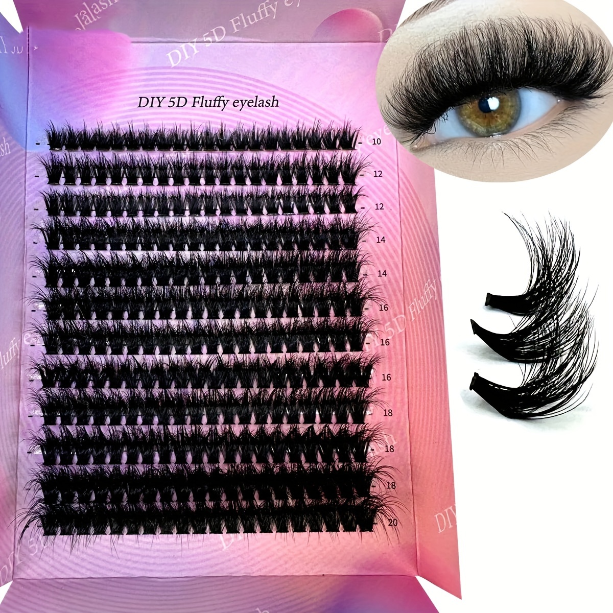 

240 Pcs Diy 5d Fluffy Eyelash Clusters, 80d Thick Volume Cc Wispy Individual Lashes, 10-20mm Cluster Extensions For Personal Use