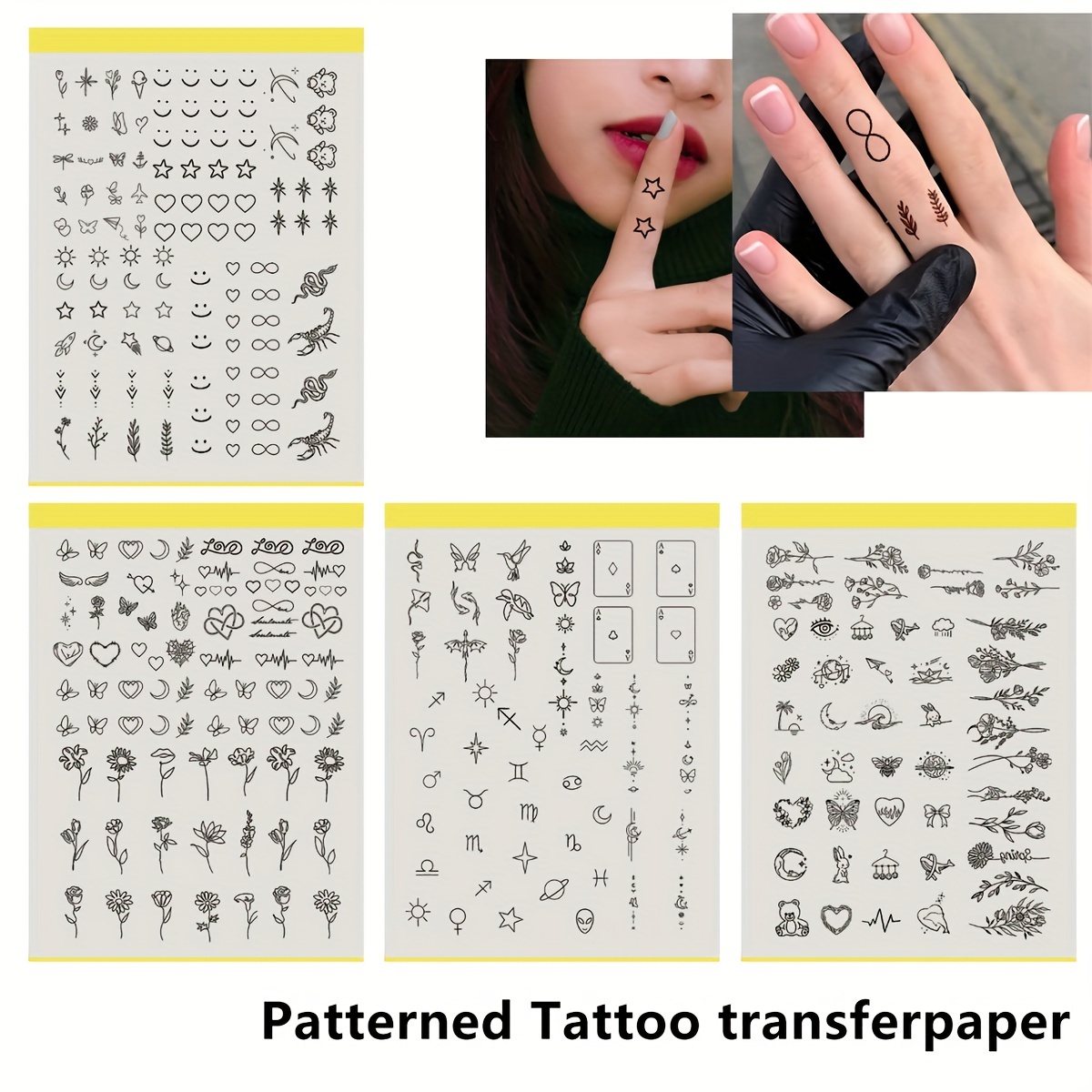 

Patterned Tattoo Transfer , Cute Small Design, Easy Application, Long- Color, Tattoo Aid, Multiple Styles, Use, No Fragrance, Battery-free, For Piercing & Tattooing