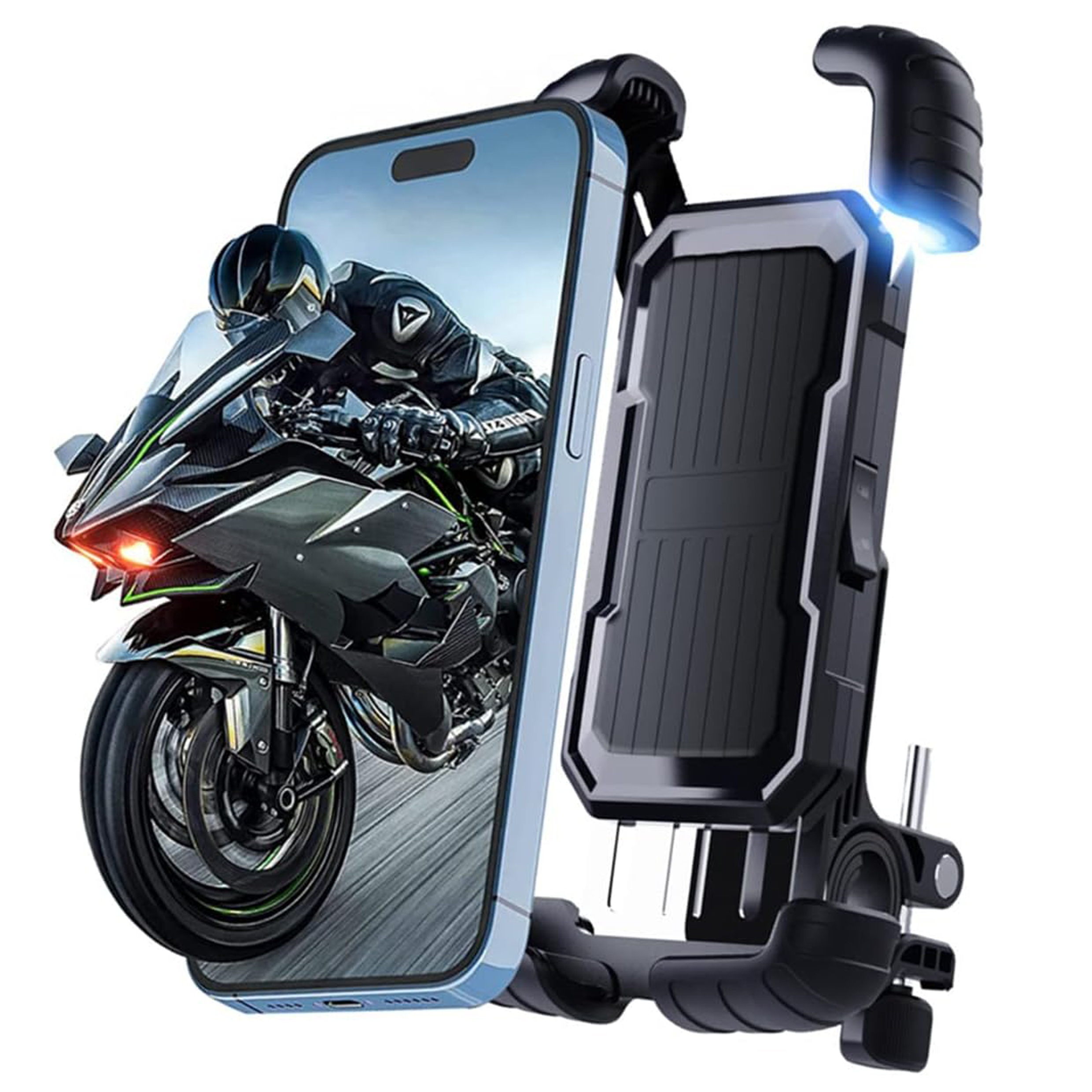 

Motorcycle Phone Mount, Upgrade Never Fall Off/0 Shake Bike Phone Mount, 3s Put & Take 360° Rotatable Phone Holder For Motorcycle Bike Bicycle Scooter Compatible With Cellphones 4.7-6.8in