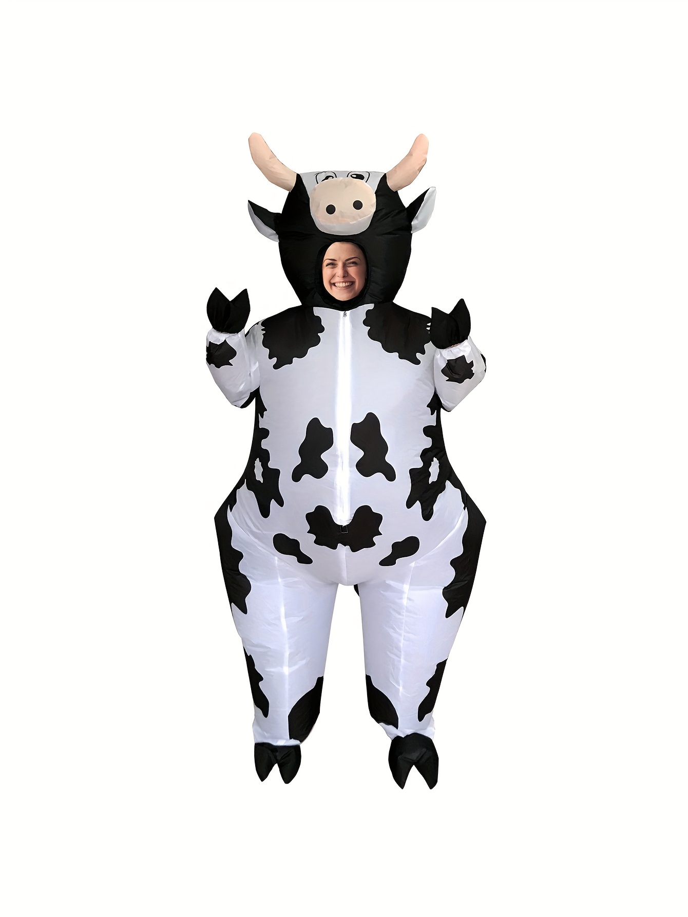Temu: Inflatable Cow Outfit For Teenager Funny Animal Party Wear With Hood Long Sleeves Zipper Loose Fit For Halloween Christmas Themed Events Durable Non Stretch Fabric Wear Festive Attire Design Design For Teenager For Teenager