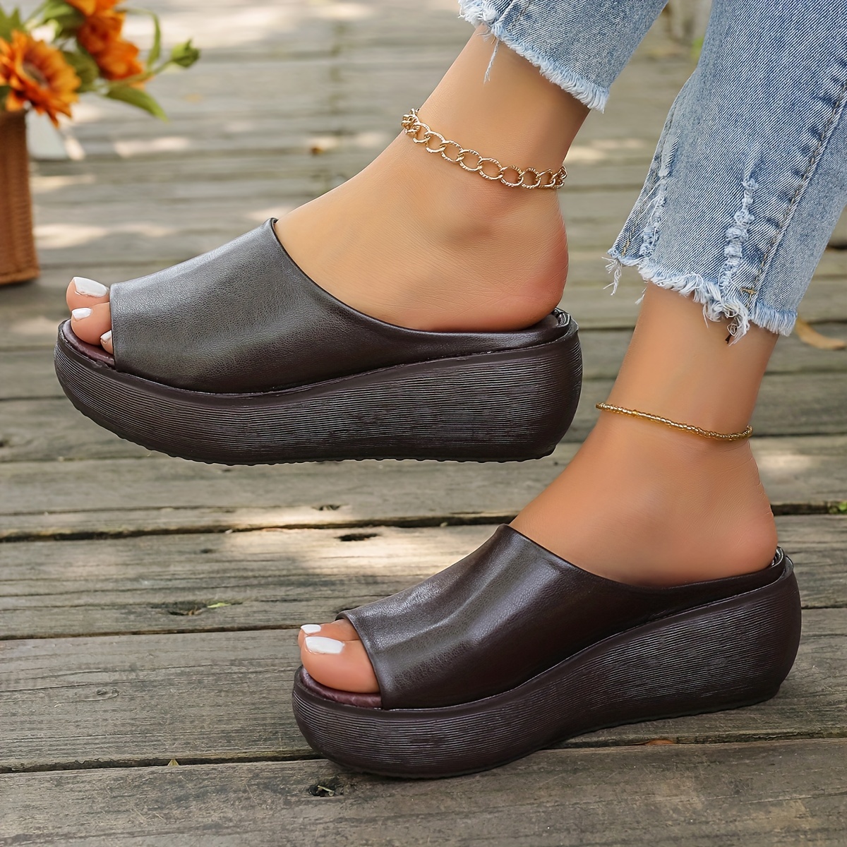 sandalias de cu a para mujer sandalias con punta abierta suela suave zapatos de plataforma resistentes al desgaste sandalias casuales de verano para exteriores 36 marron 17