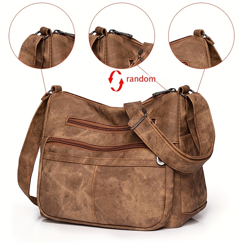 Tlt1028 Large Capacity Soft Single Shoulder Crossbody Bag (random Flower Shape, Random Shoulder Strap , Random Zipper Pull )