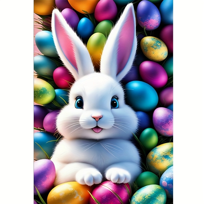 

1pc 5d Diamond Painting Adult Unframed, 30x40cm/11.8x15.8 Inches, Easter Bunny, Set, Mosaic Art Hand Painting For Beginners And Crafts Enthusiasts, Suitable For All Kinds Of Wall Decorations, A Gift!