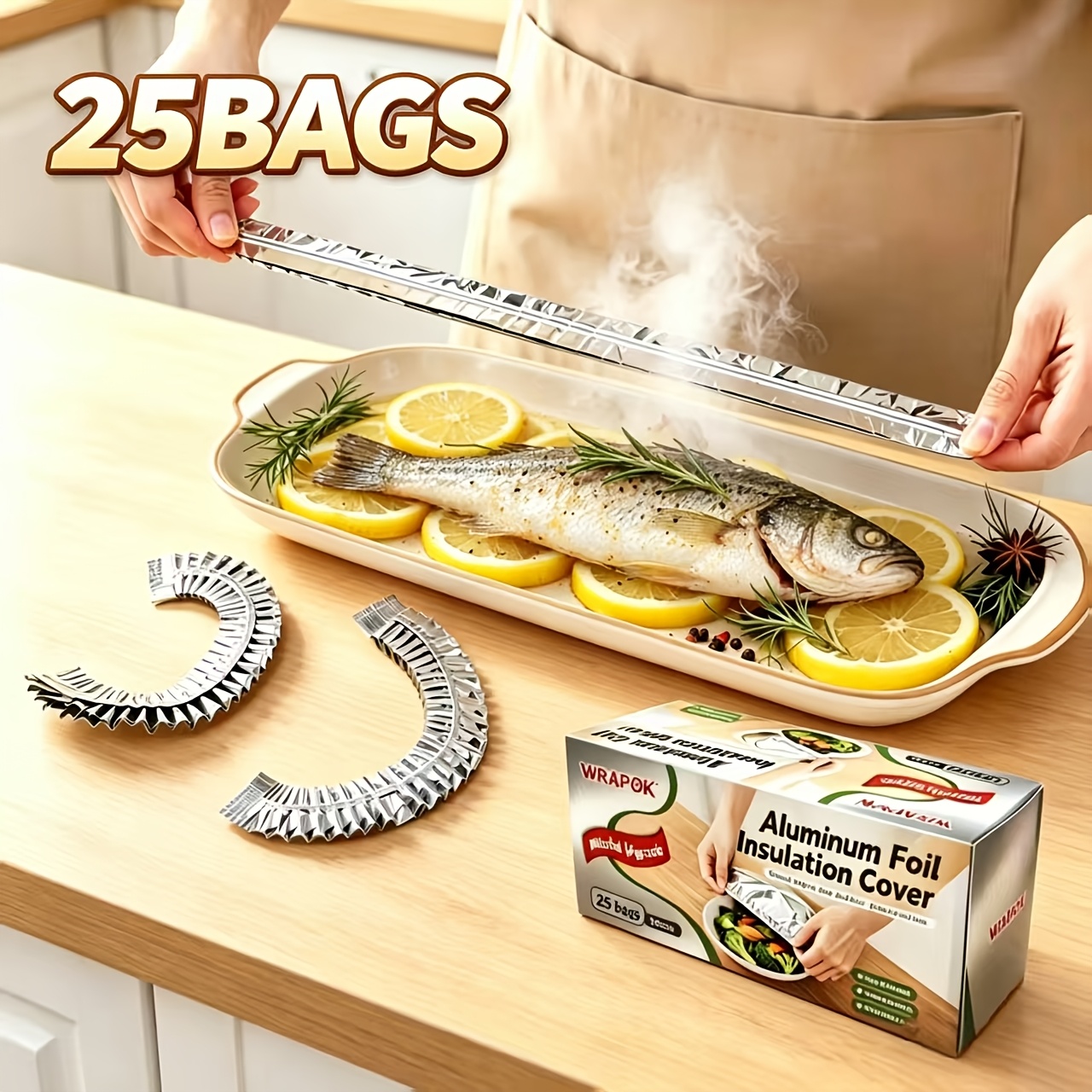Image of 25 Bags/box-38cm Aluminum Keeping Covers Elastic Disposable Food Bowl Lids Dustproof Wrap For Kitchen Bowls Plates Dish Container Storage