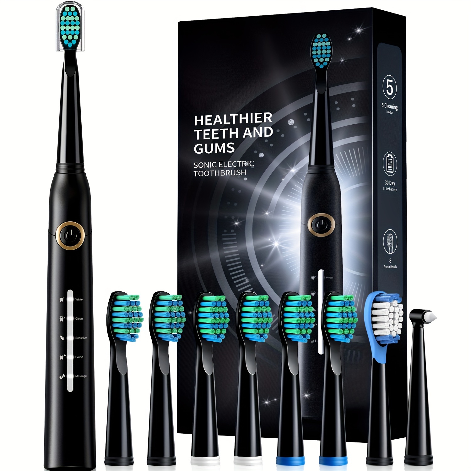 

Electric Toothbrush, Toothbrushes With 8 Brush Heads 40000 Vpm 5 Modes, Toothbrushes Fast Charge 4 Hours Last 30 Days, Rechargeable Electric Toothbrush For Adult