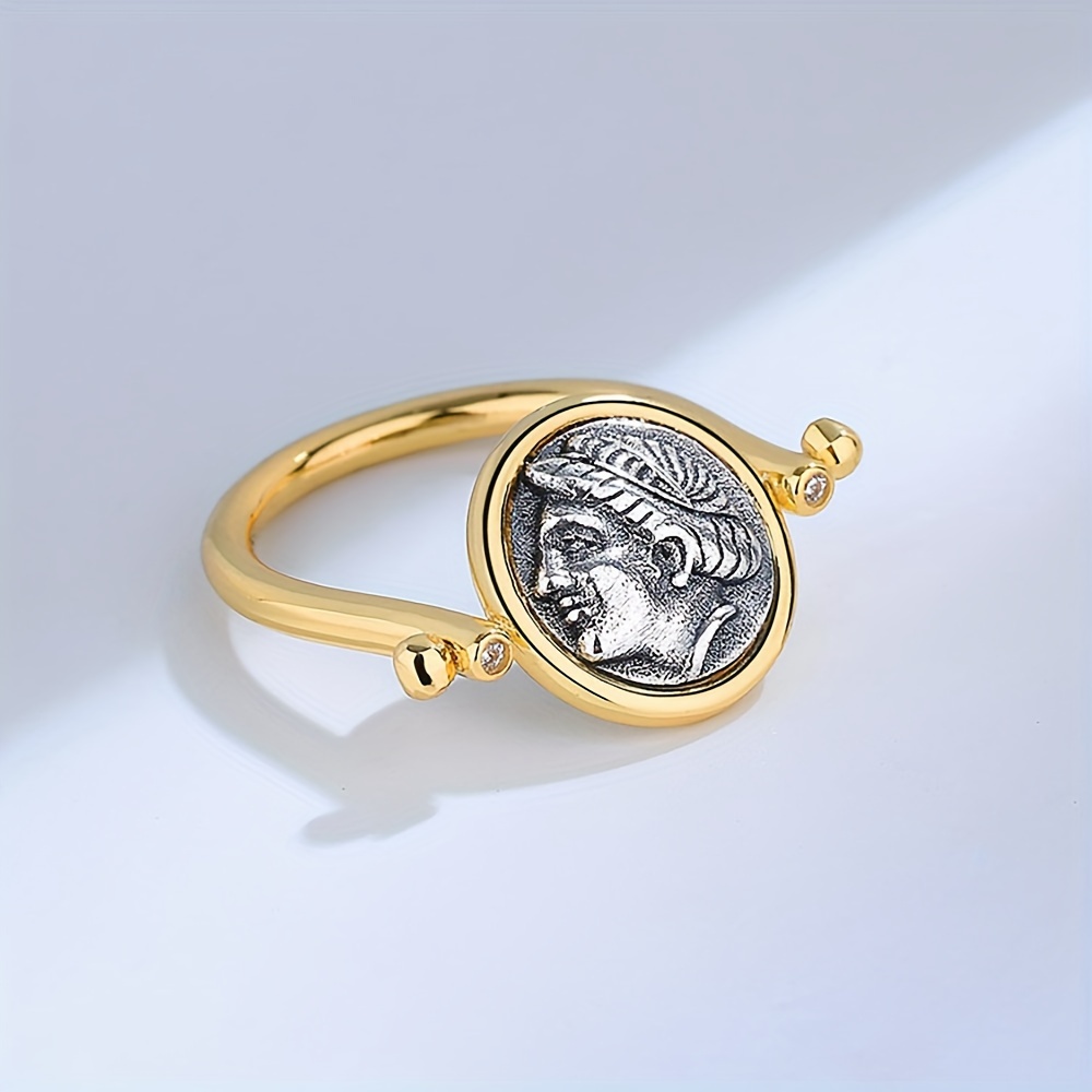 Vintage S925 Silver Double Sided Rotatable Ring with Zirconia April Birthstone
