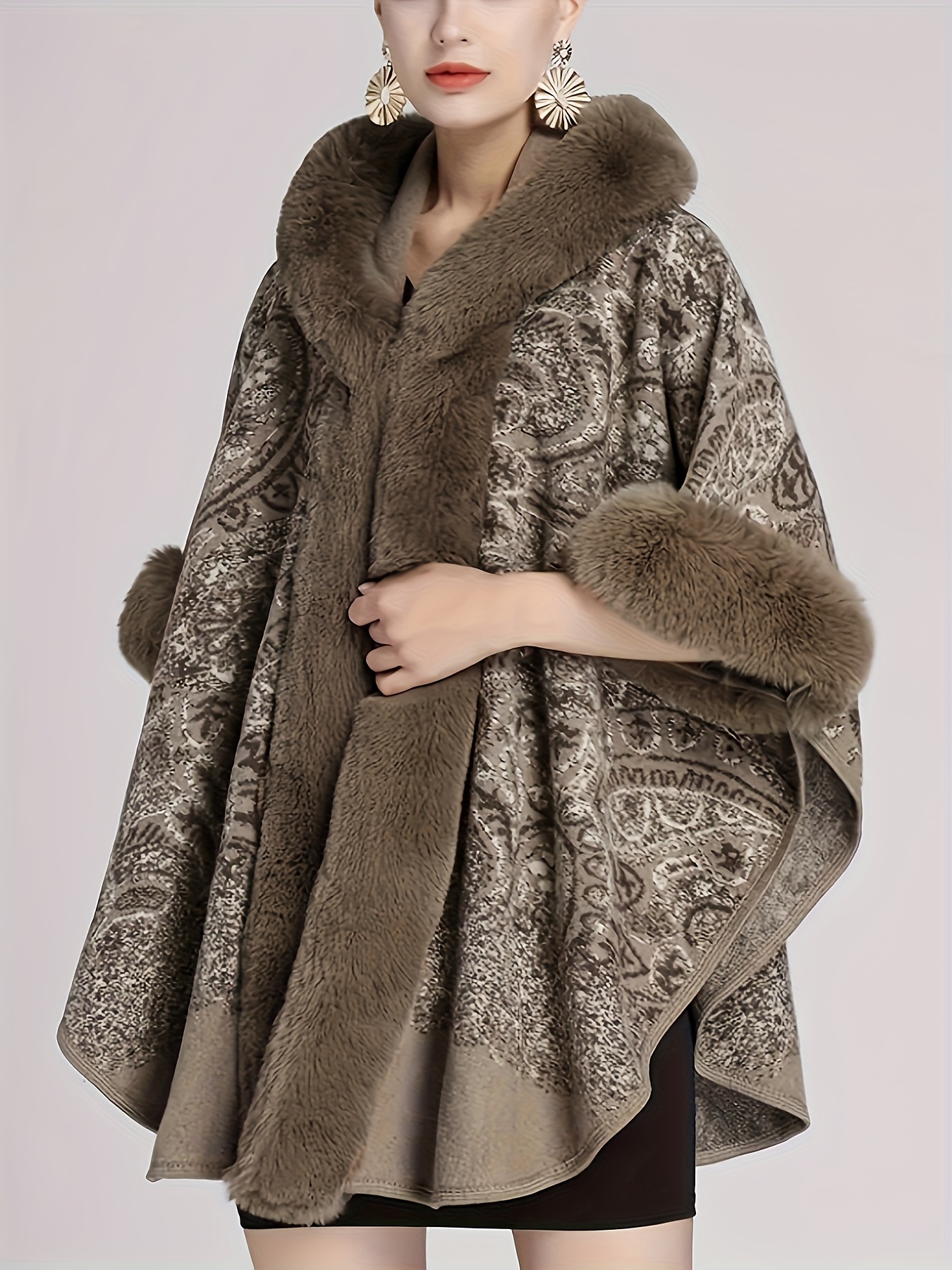 Fur Cape Plus Size Mink Fur Coat Womens Faux Fur Coat: Ladies Faux