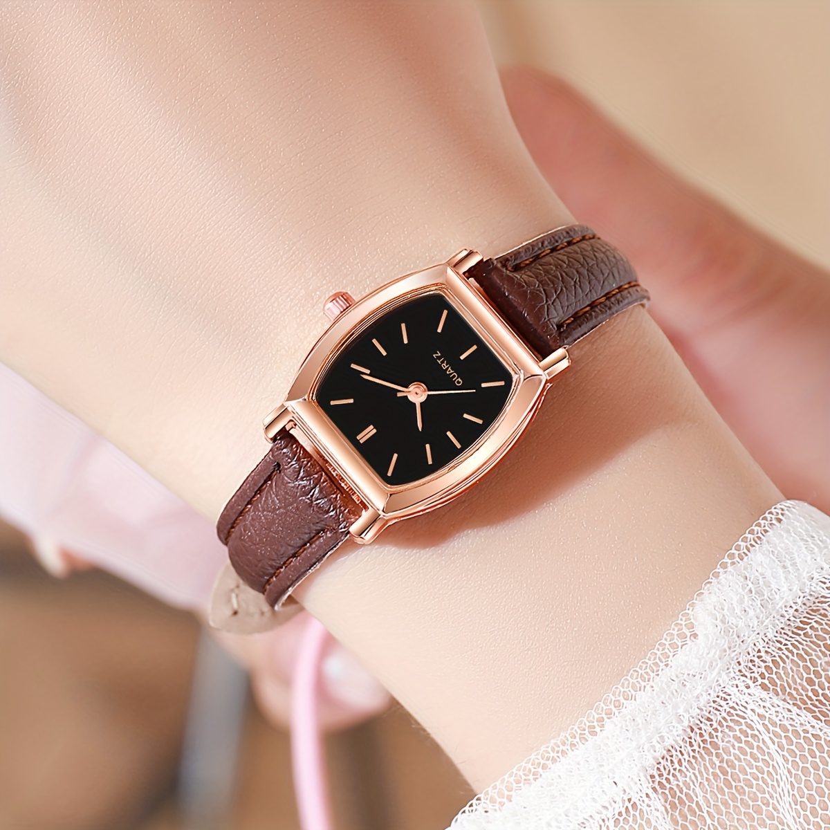 Unisex Ultra Thin Quartz Watch - Colorful Arabic Numbers On White Face, Leather Band