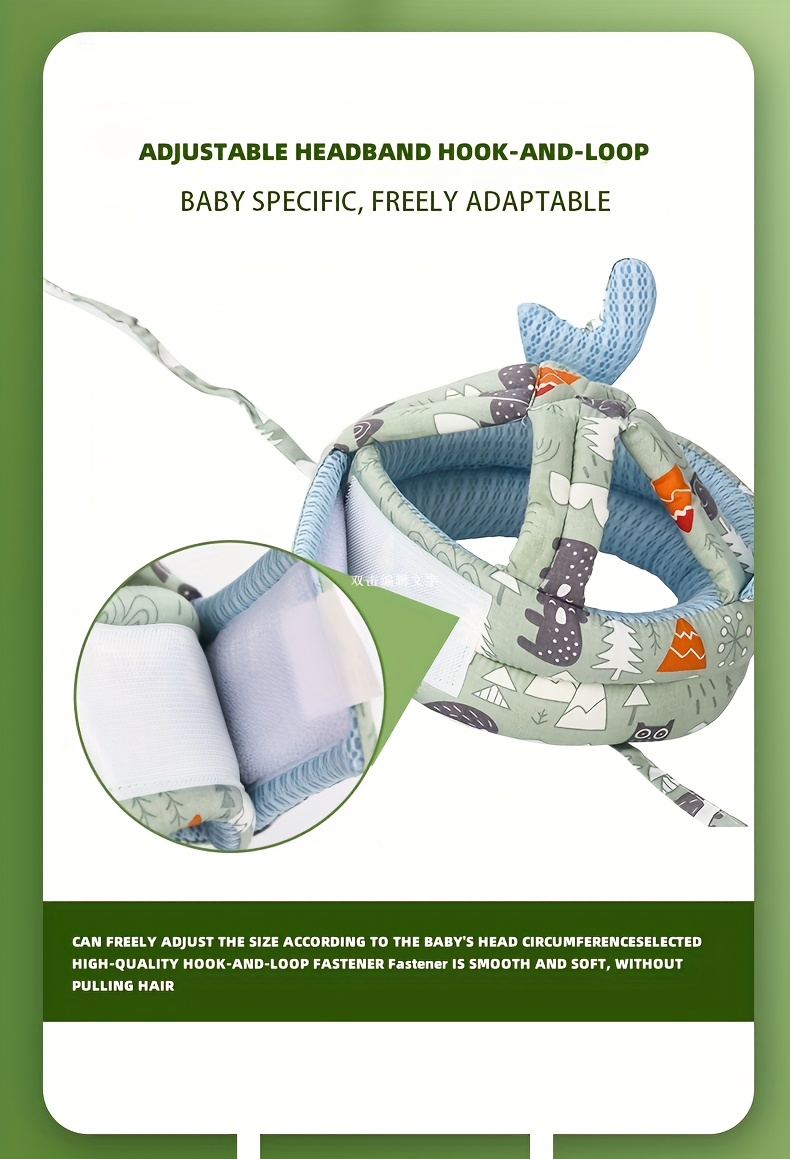 1pc Baby Safety Head Protection Headgear - Breathable Anti-Fall Pad for Toddlers, Soft & Light -Friendly, Machine Washable, Mixed Colors (Pink/Green), Toddler Safety Gear, Playful Design, Secure Fit Design