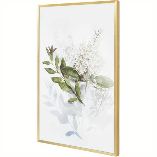 gold plated aluminum picture frame with thin acrylic front lightweight brushed gallery wall frame horizontal rectangular design with wall hook for artwork photos botanical prints decor photo display elegant design