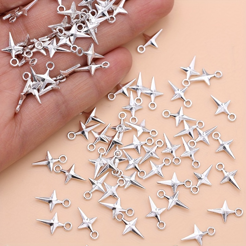 

30pcs Zinc Alloy Star Charms, Silvery Pendants For Making, Necklace, Bracelet, Earrings, Keychain Accessories