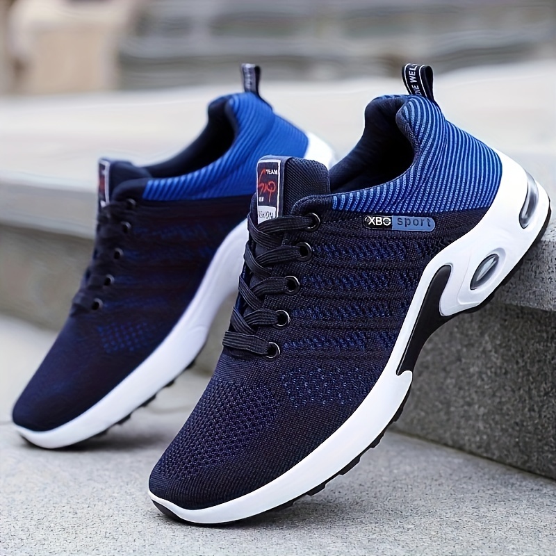 

Men's Trendy Woven Knit Breathable Running Shoes, Comfy Non Slip Lace Up Soft Sole Sneakers For Men's Outdoor Activities
