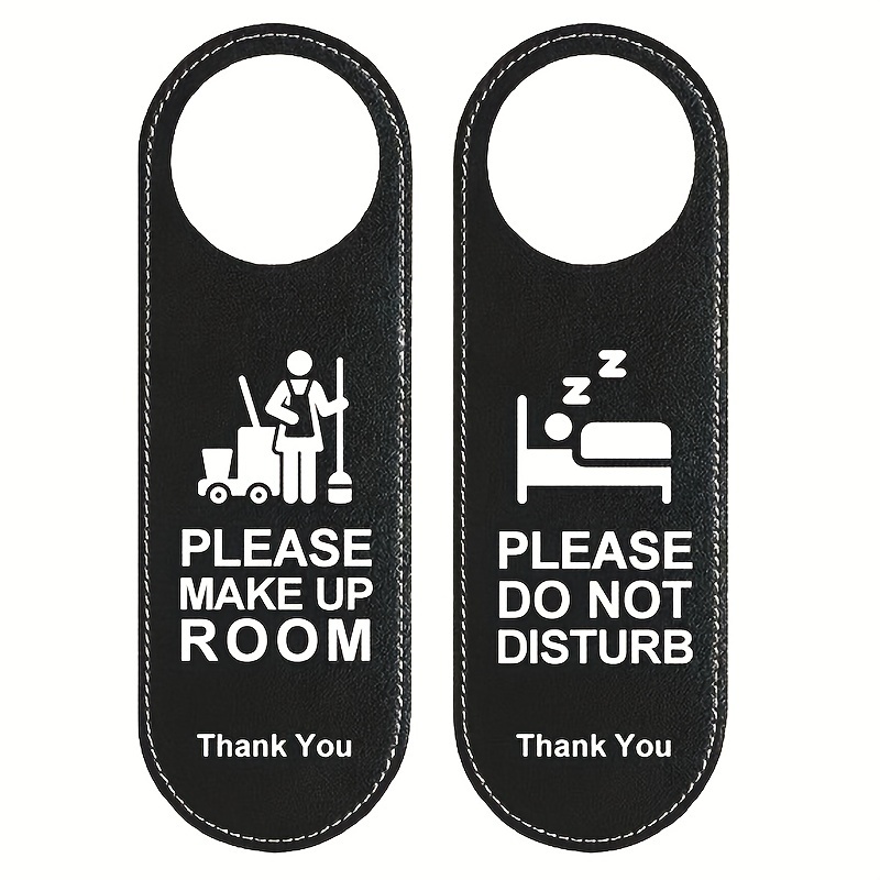 Image of 1pc Make Up Room Do Not Disturb Hotel Signs Hotel Double-sided Door Leather Listing Door Hanger Tags Door Knobs Hanger Pendant Cleaning Label