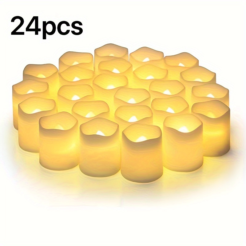 Set Of 24 Flameless Led Candle Lights For Halloween, Christmas And Valentine's Day Decorations, Button Cell Batteries ()
