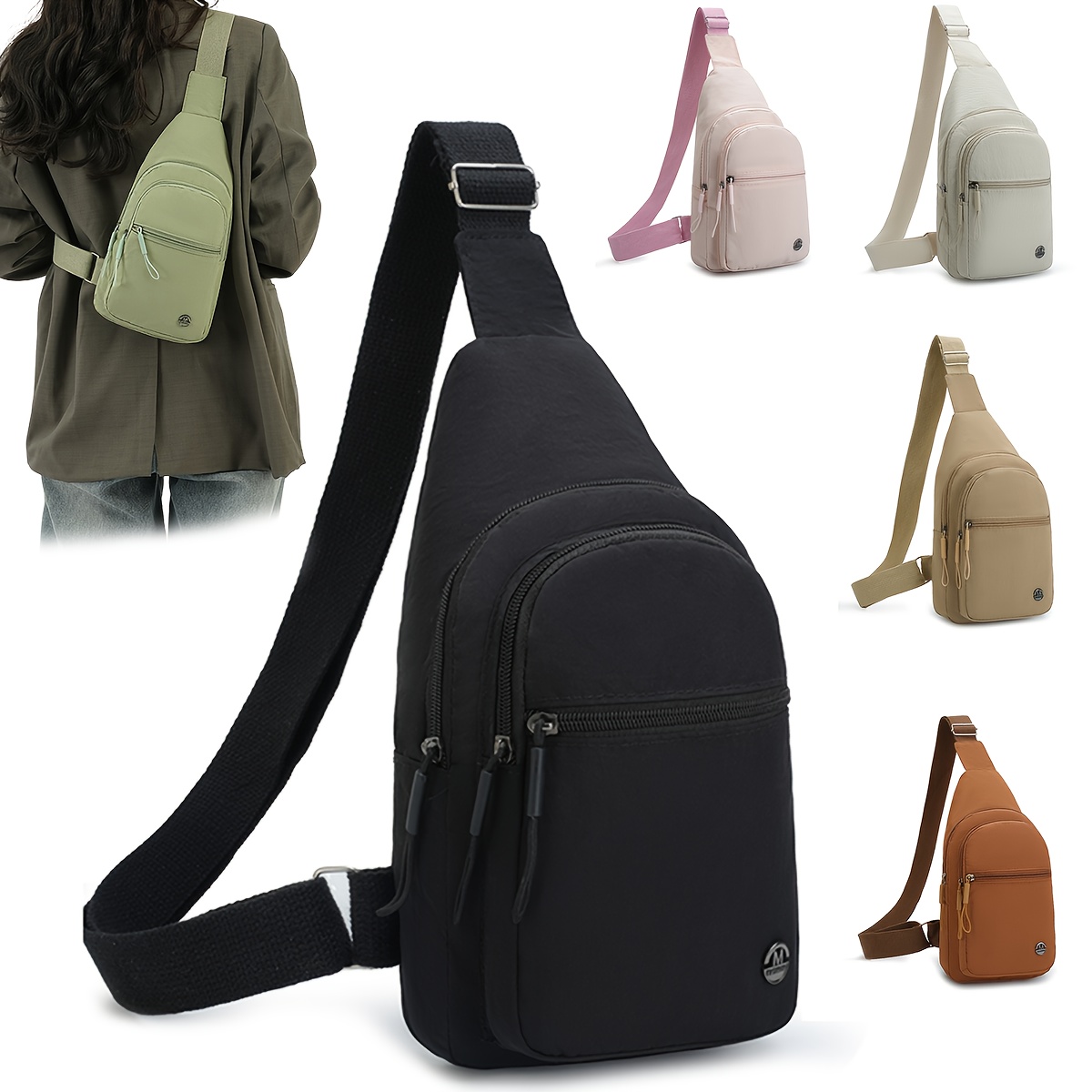 men women multi crossbody bag with chest waist pack adjustable strap zipper closure pockets handbag for hiking travel commuting festival gift outdoor daily use