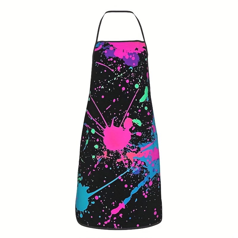 An Adjustable Polyester Apron Featuring A Colorful Splatter - Suitable For Cooking, Gardening, And Crafts - Easy To Clean And Durable Art Apron