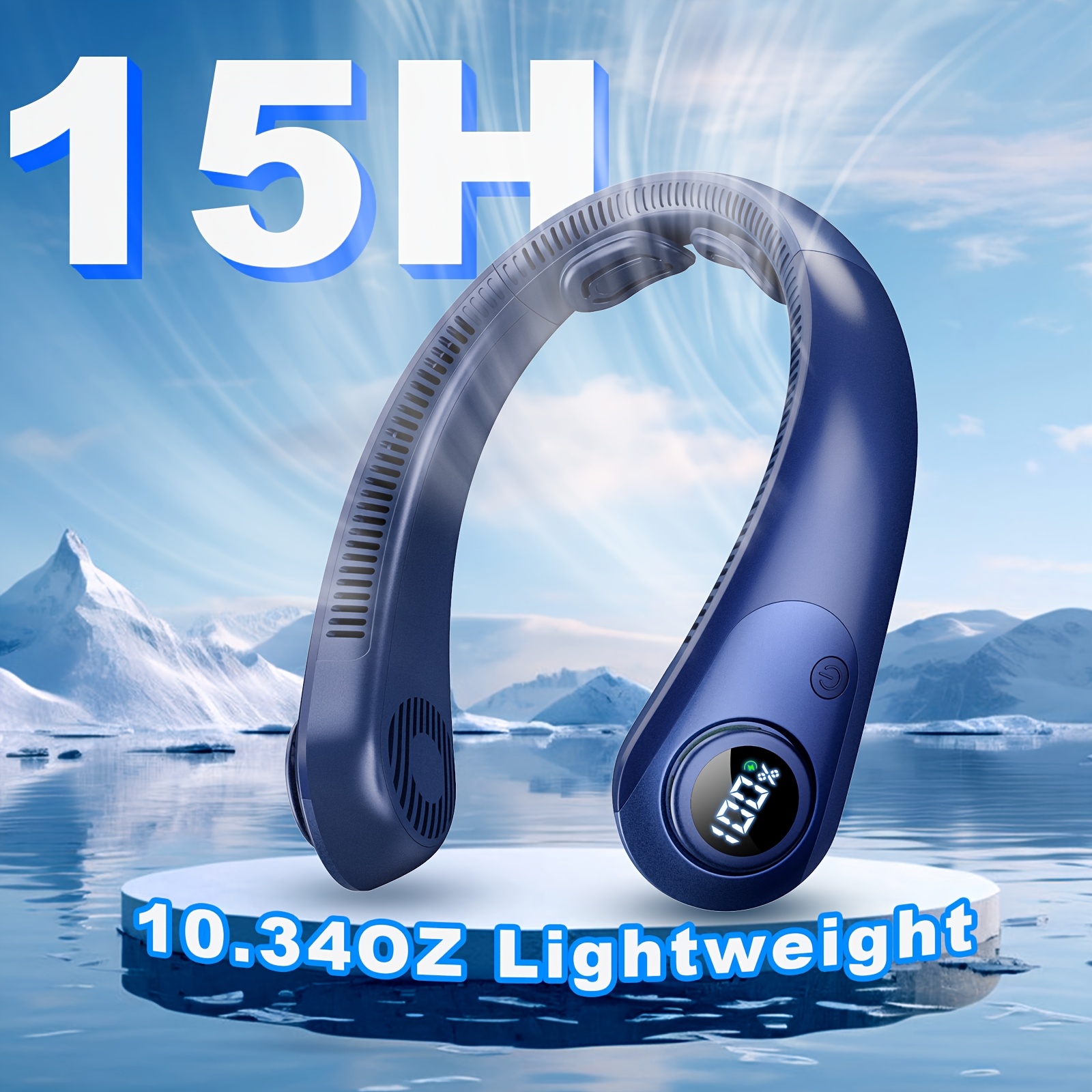 TEMU [2025 Newest] Neck Fan, Usb Rechargeable Personal Fan With Led Display, 5000mah Battery Operated, 5 Adjustable , Faster Cooling, Suitable For Home, Office, Travel, Sports