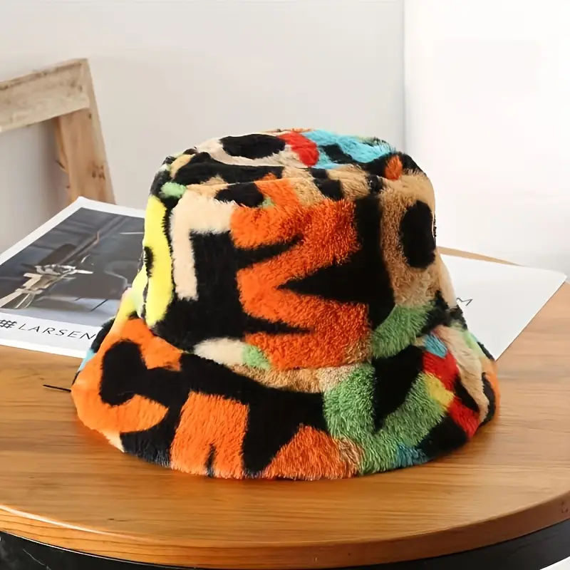 1pc womens plush bucket hat with ear flaps stylish letter print adjustable strap warm winter hat for outdoor activities gift christmas hat Product details 7
