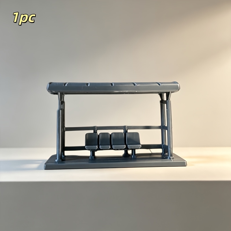 TEMU 1pc 1/64 Scale Miniature Bus Stop Shelter Building Model With Canopy Roof & Seats - Suitable For Diorama, Railway Layouts, Urban Street Scenes,
