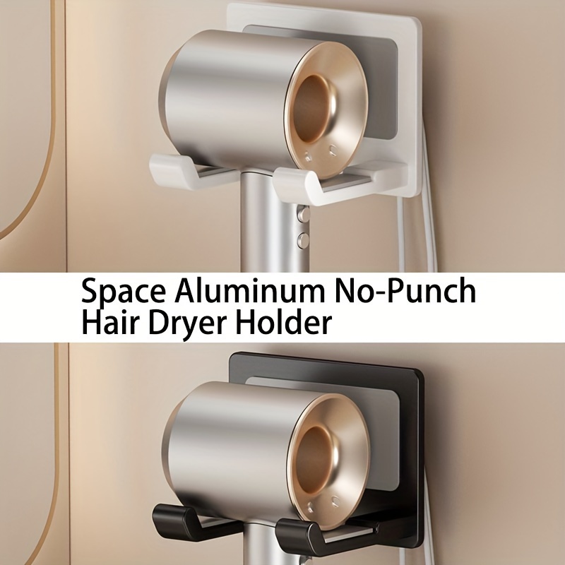 

Alloy & Abs No-drill Hair Dryer Holder, Bathroom Wall Organizer Rack For Blow Dryers