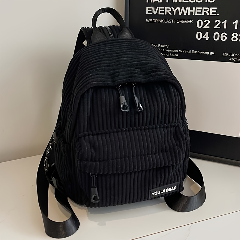 Image of New Women's Corduroy Fluffy Fabric Adjustable Strap Backpack, Single Shoulder Or Crossbody, Suitable For Outdoor Travel And Daily . Ideal For Halloween Gifting