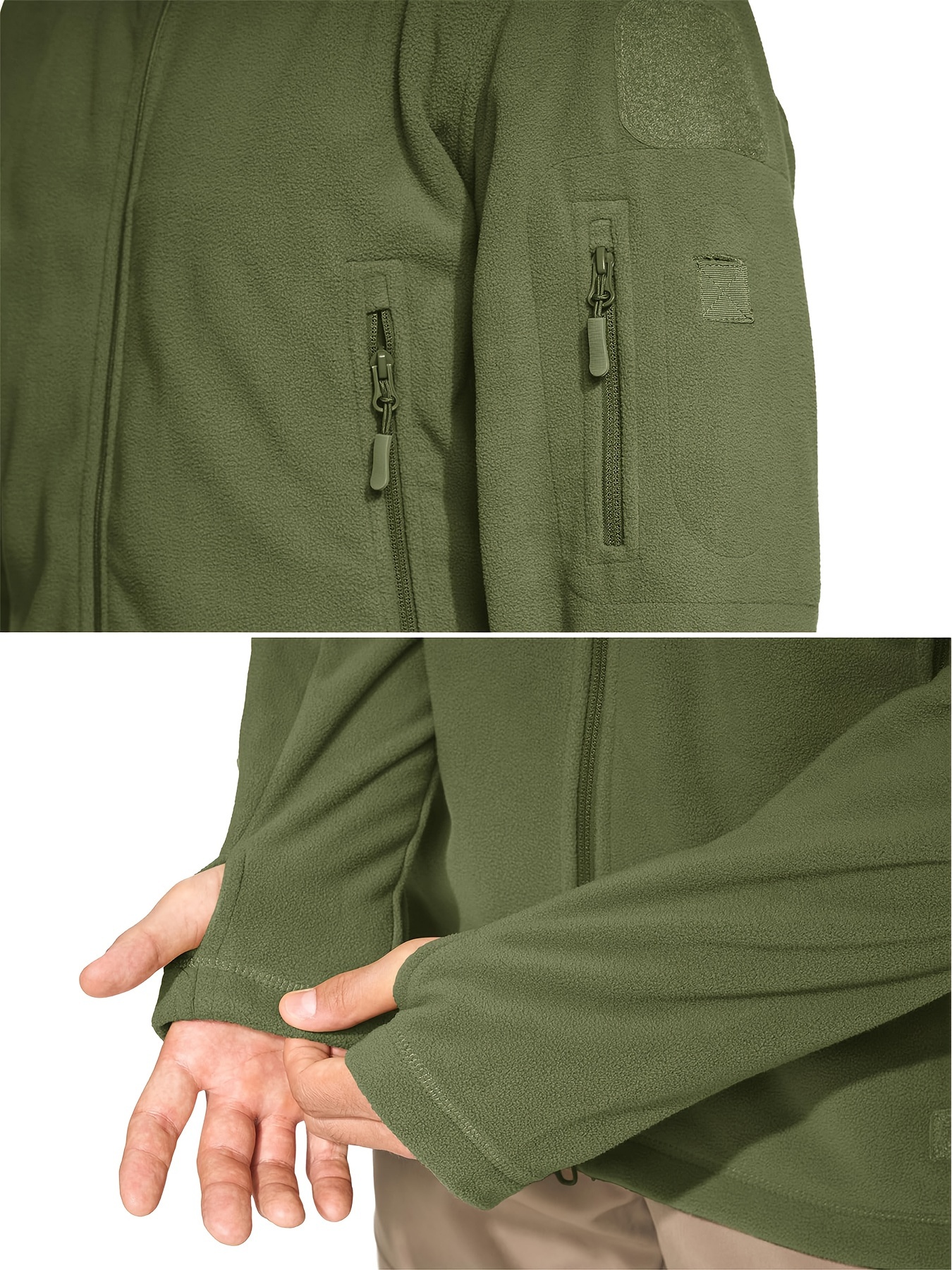 Men's Winter Tactical Hoodie Jacket - Windproof, Warm Polyester Fleece with Multiple Pockets, Thumbhole Cuffs, and Adjustable Drawstring Hem for Outdoor Sports and Hunting