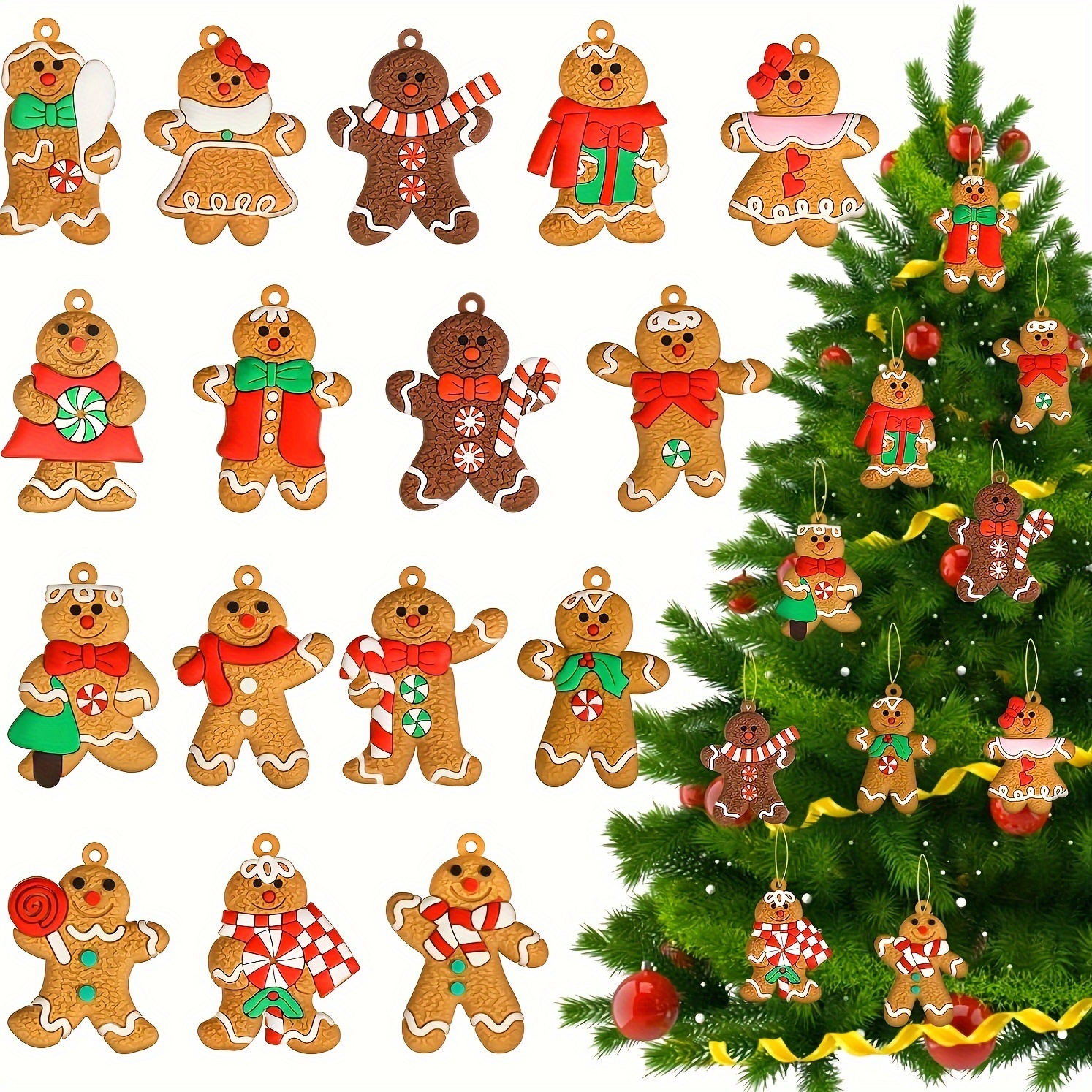 

32pcs Ornaments Set - Classic Wooden Christmas Tree Decorations, Cute Mini Holiday Hanging Charms For Indoor