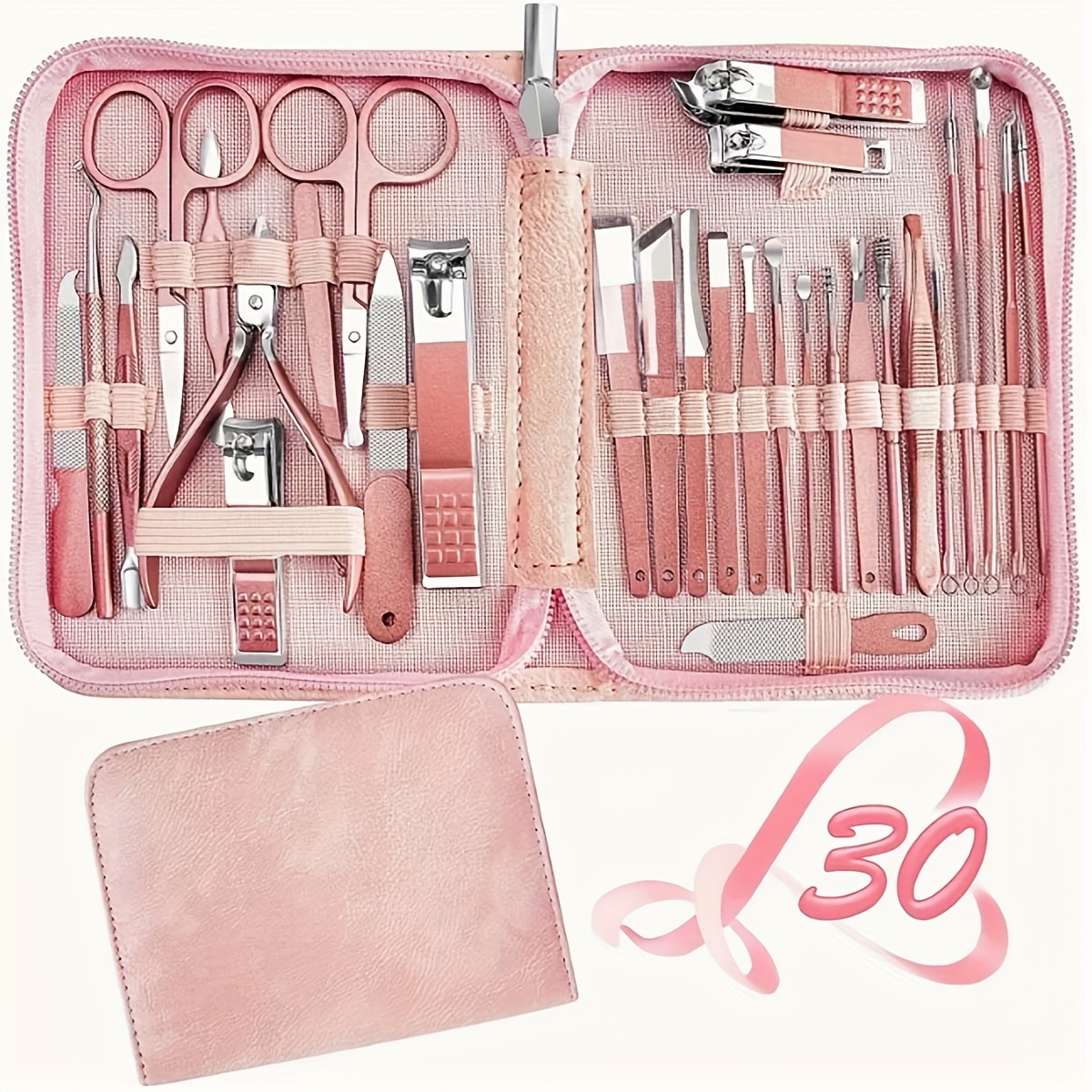 

30pcs Nail Clipper Manicure Tool Set With Portable Travel Case, Cuticle Clipper And Knife Set, Professional Nail Clipper Pedicure Kit, Travel Grooming Kit, Multi Manicure And Beauty Tool