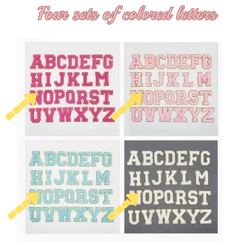 TEMU A Set Of 104 Self-adhesive Double-sided Tape Towels With Letters In Red, Pink, Blue And White, Each Individually Packaged With 26 Letter Patches