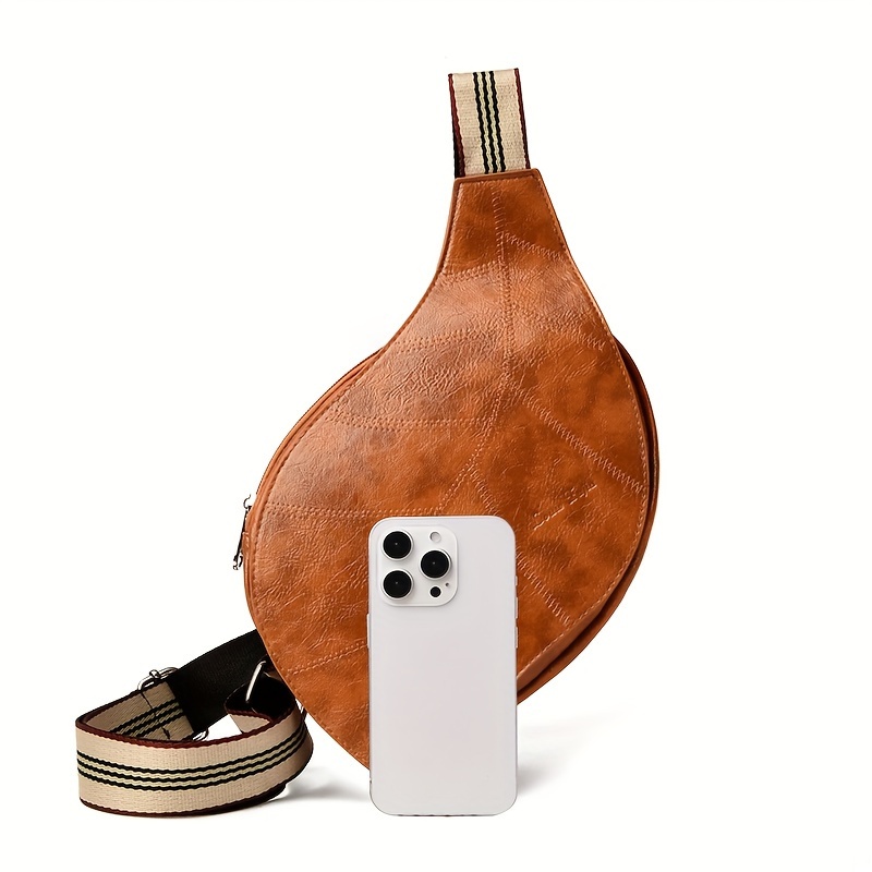 Vintage Chic Crossbody Sling Bag - Adjustable Strap, Buckle Closure, Edge Paint Detailing, Polyester Lining - Stylish, Versatile, and Spacious Shoulder Bag for Travel, Everyday Use, and Occasions