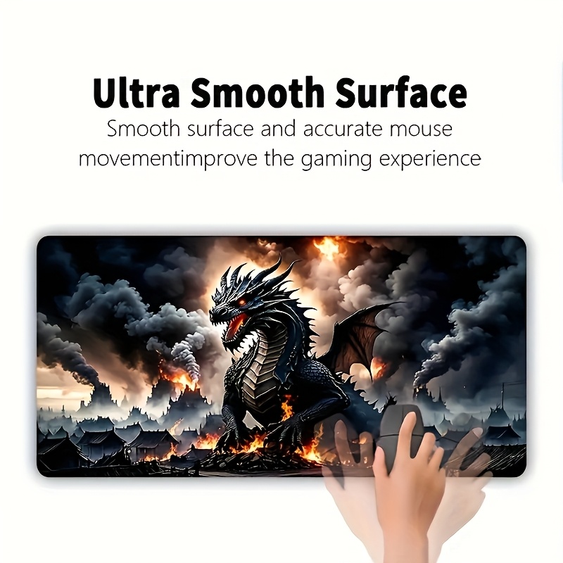 Extra Grote Muismat met Drakenontwerp - Antislip, met Duurzame Gestikte Randen, Ideaal voor Gaming en Kantooromgevingen, een Uitstekend Cadeau voor Gamers en Professionals, Grote Gaming Muismat