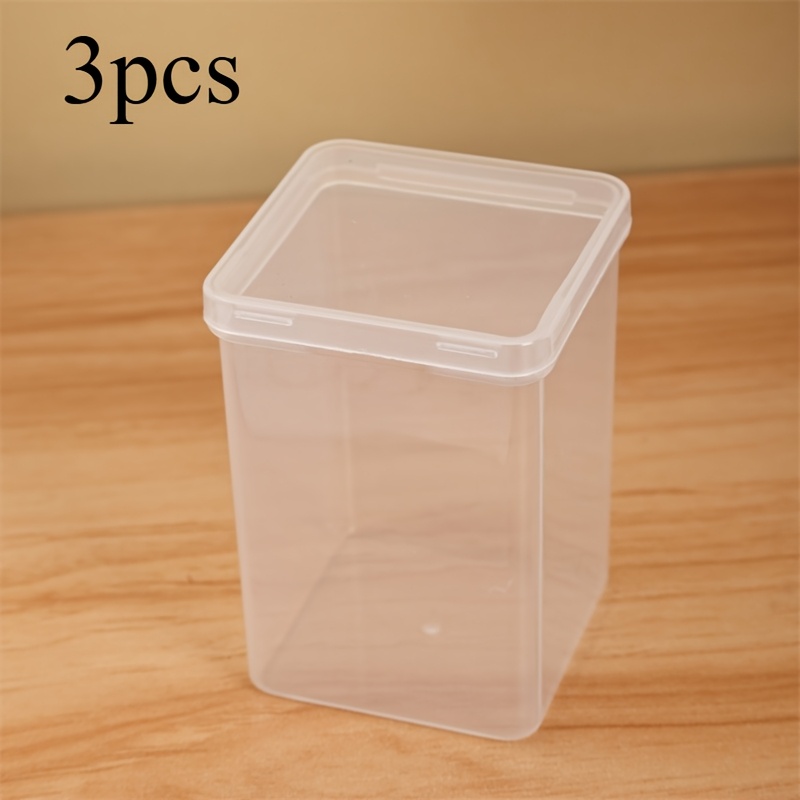 TEMU Boîte de rangement transparente avec couvercle, 3 pièces, pour fournitures de bureau, cosmétiques et rangement d'accessoires