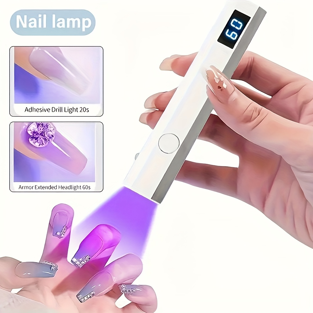 Portable Mini Handheld Nail Lamp With Digital Display - Fast Gel Curing, Wireless, Easy To Carry, Ideal For Home Salons & Travel, Lithium Battery, Oil-Free Nail Care, Portable Nail Lamp|Cylindrical Lamp|Rechargeable Battery, Nail Art Supplie