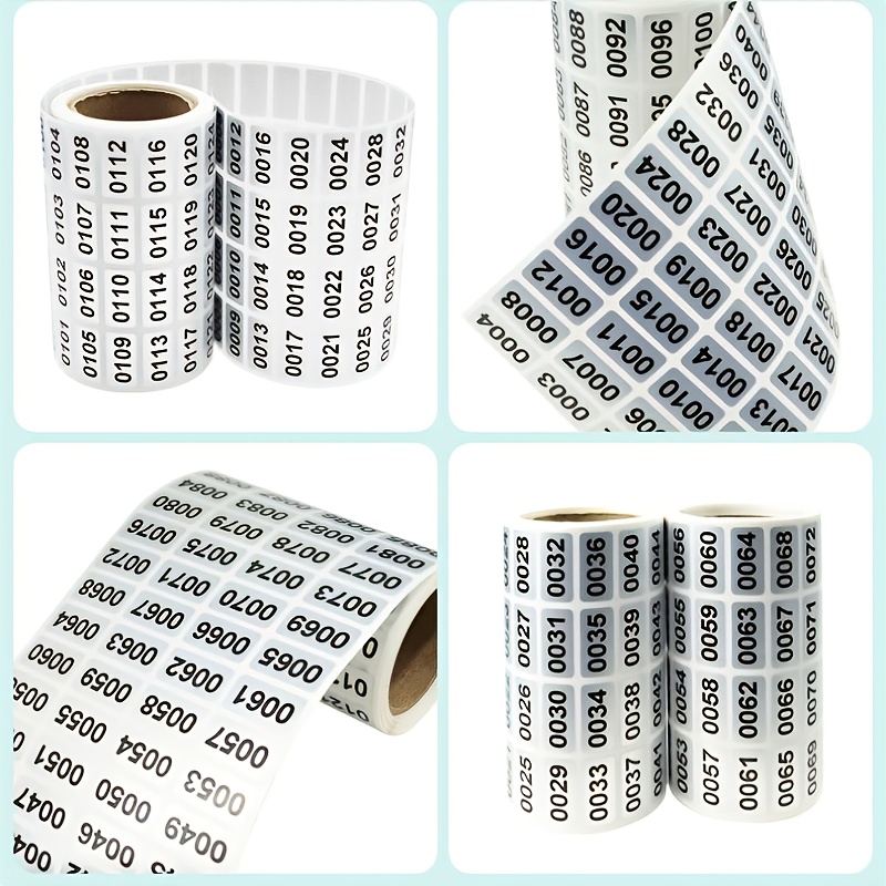 1-1000 Labels Roll Numbered Alphabetical Labels Stickers Rectangle Number Stickers Matte Silver Number Labels Scratch-resistant