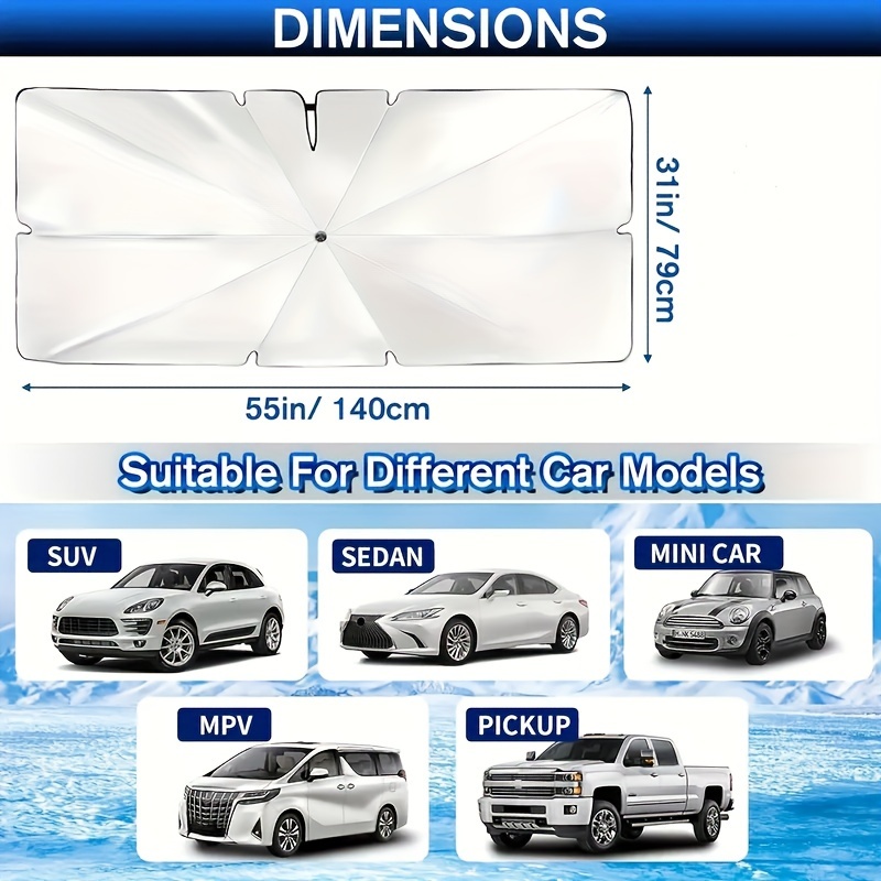 Car Sunshade Umbrella with Curved Handle And Open End for Sun Protection And Heat Insulation RV Awnings