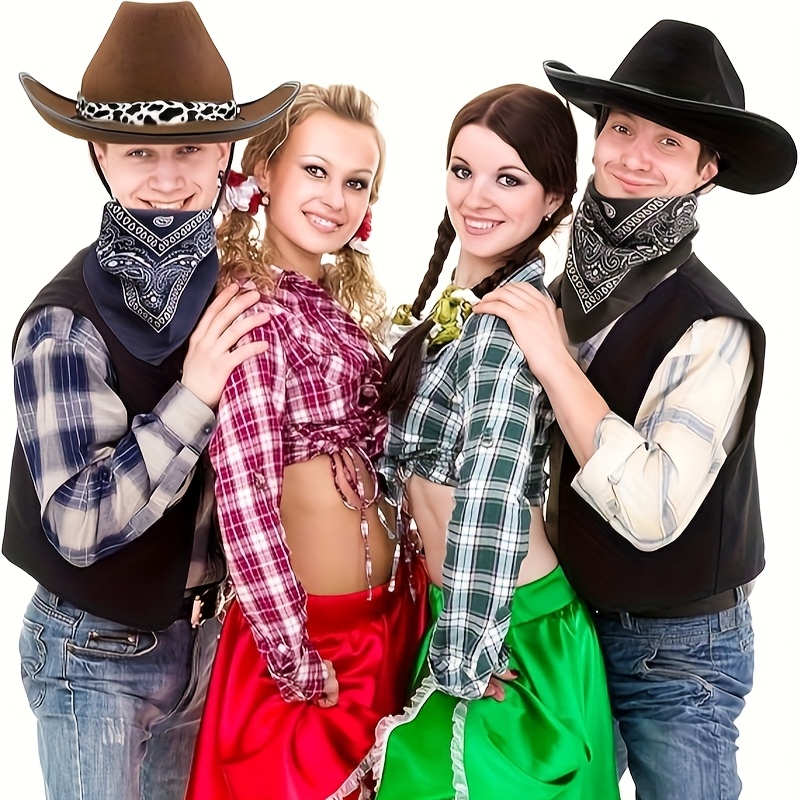 4537 Western Cowboy Hat For Men And Women, 4 Pack With Silk Hair Scarfs, Hold-Your-Horses_vintage-horse  main image 4