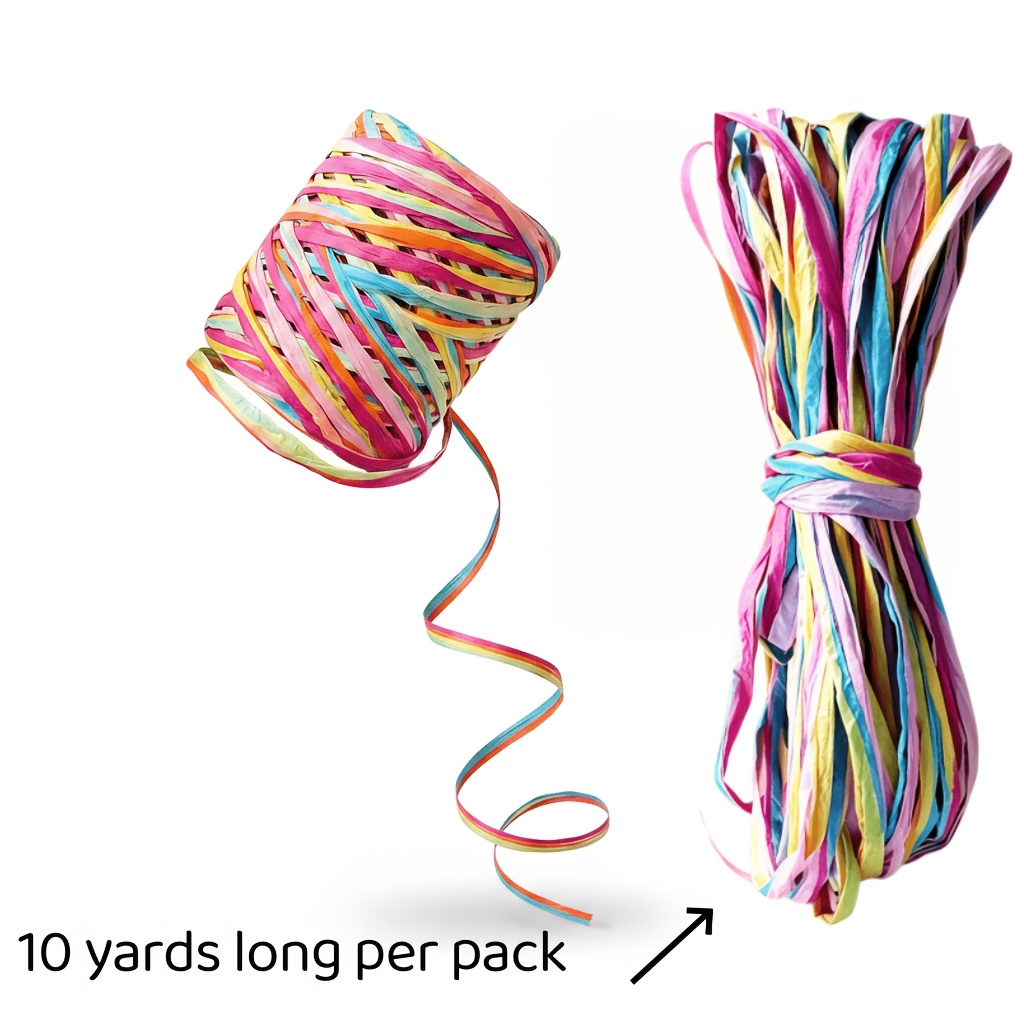 Image of [ Long 1 Pack] Colored Raffia Paper Rope Gift Wrapping Ribbon, Very Suitable For Gift Wrapping, Floral Arrangement, And Wedding Bouquets, Party Decoration Paper Rope