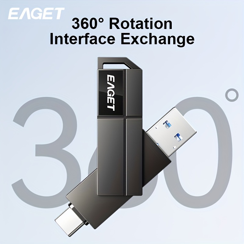 

Clé USB EAGET 3.2 - Métallique Rotatif à 360°, Clé Multifonction Connecteur -C, Disponible en Tailles de 32GB/64GB/128GB/256GB