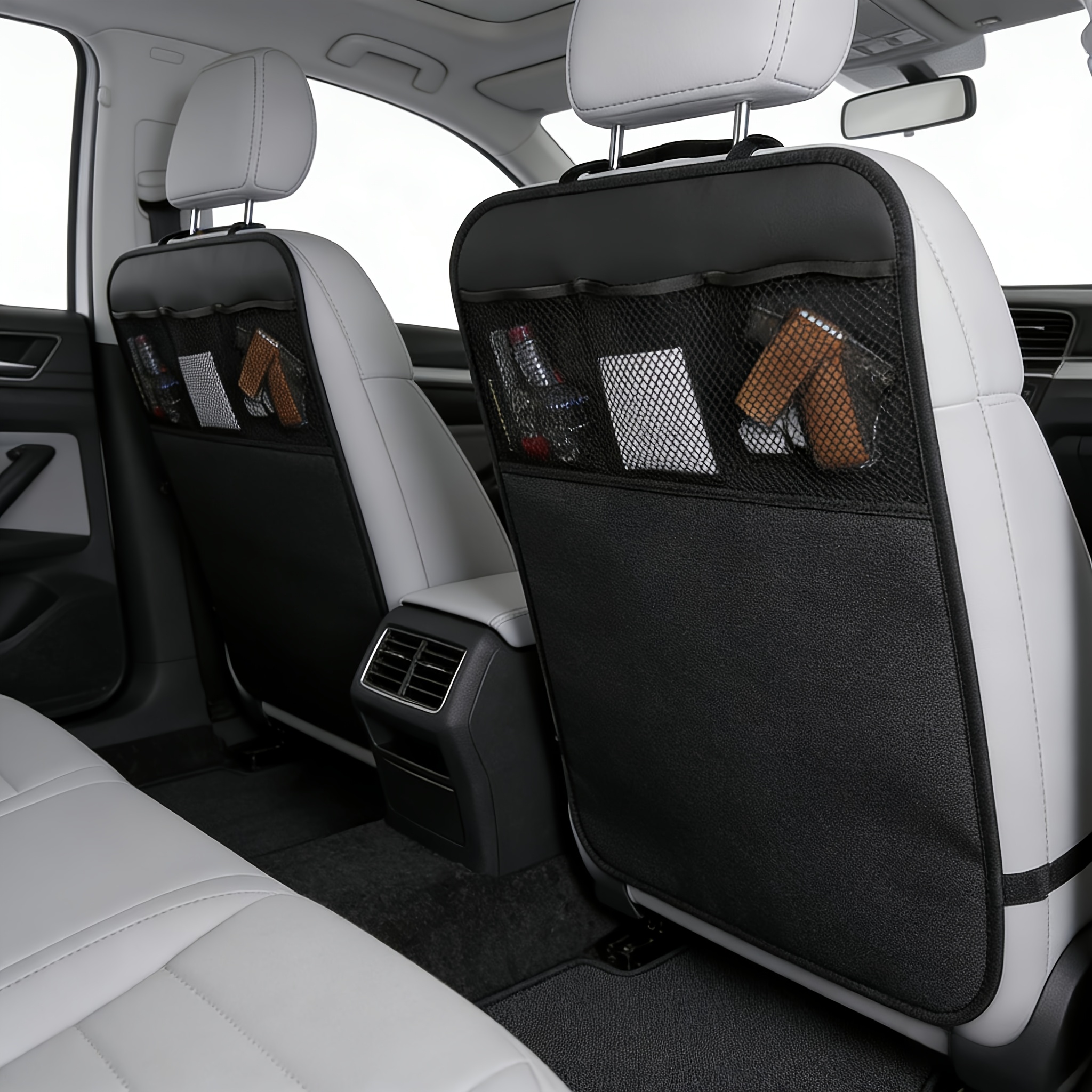 TEMU 1pc Multifunctional Storage Bag With Anti Kick Protection Pad For Car Seat Back, Essential For Family Travel, And Anti Dirt Protection Pad,