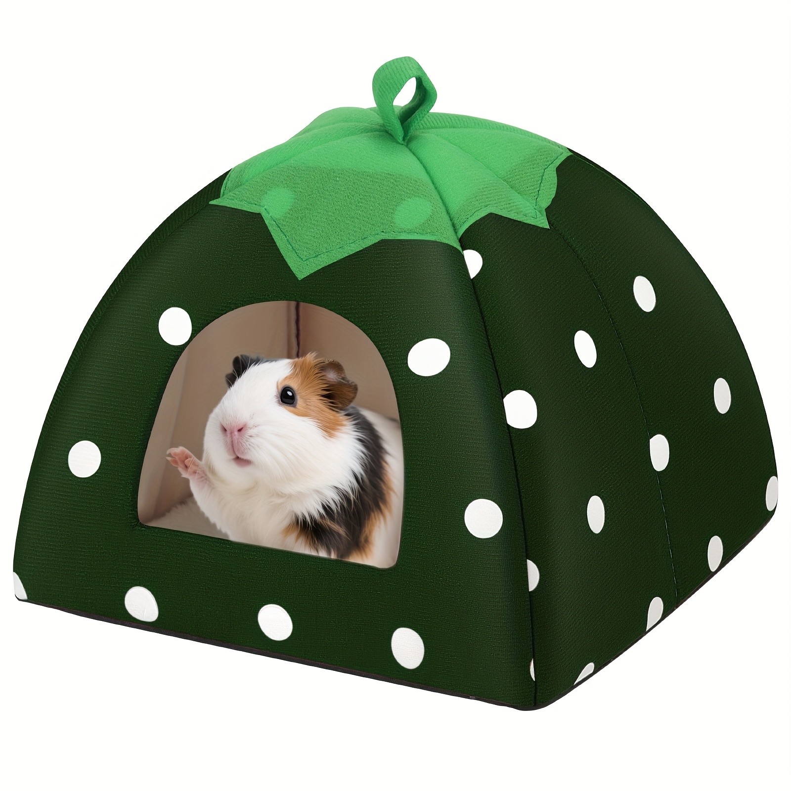 TEMU 1pc Removable And Washable Guinea Pig Hamster Rabbit Small Pet Warm Hideaway Villa-style Semi-enclosed Optional Strawberry Nest