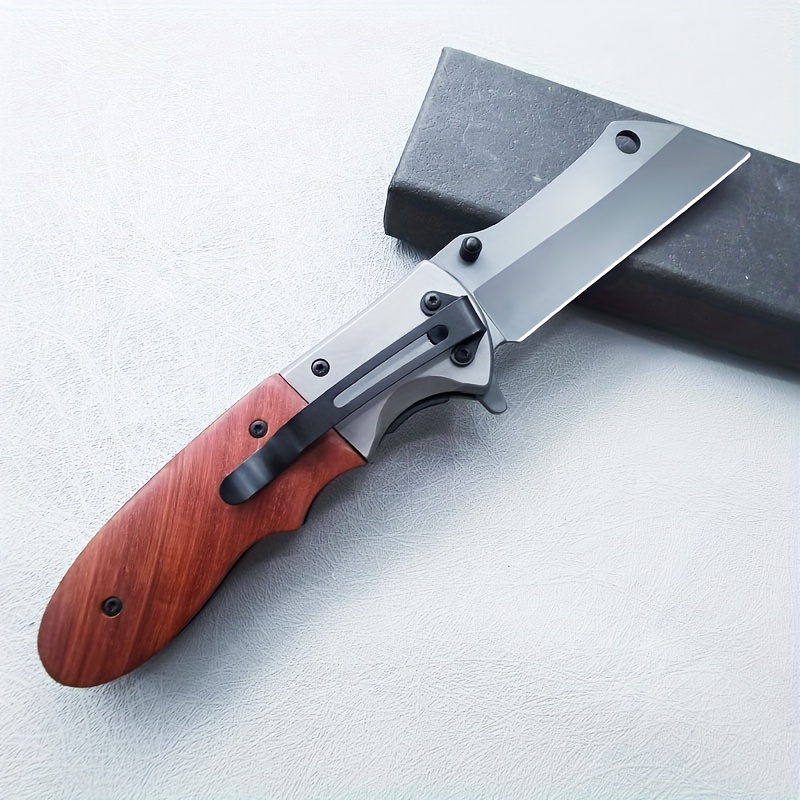 TEMU 1 Piece, Gray Square Blade , Outdoor Knife, Handle Non-slip, Camping Pocket Knife, Fishing Tool Da104