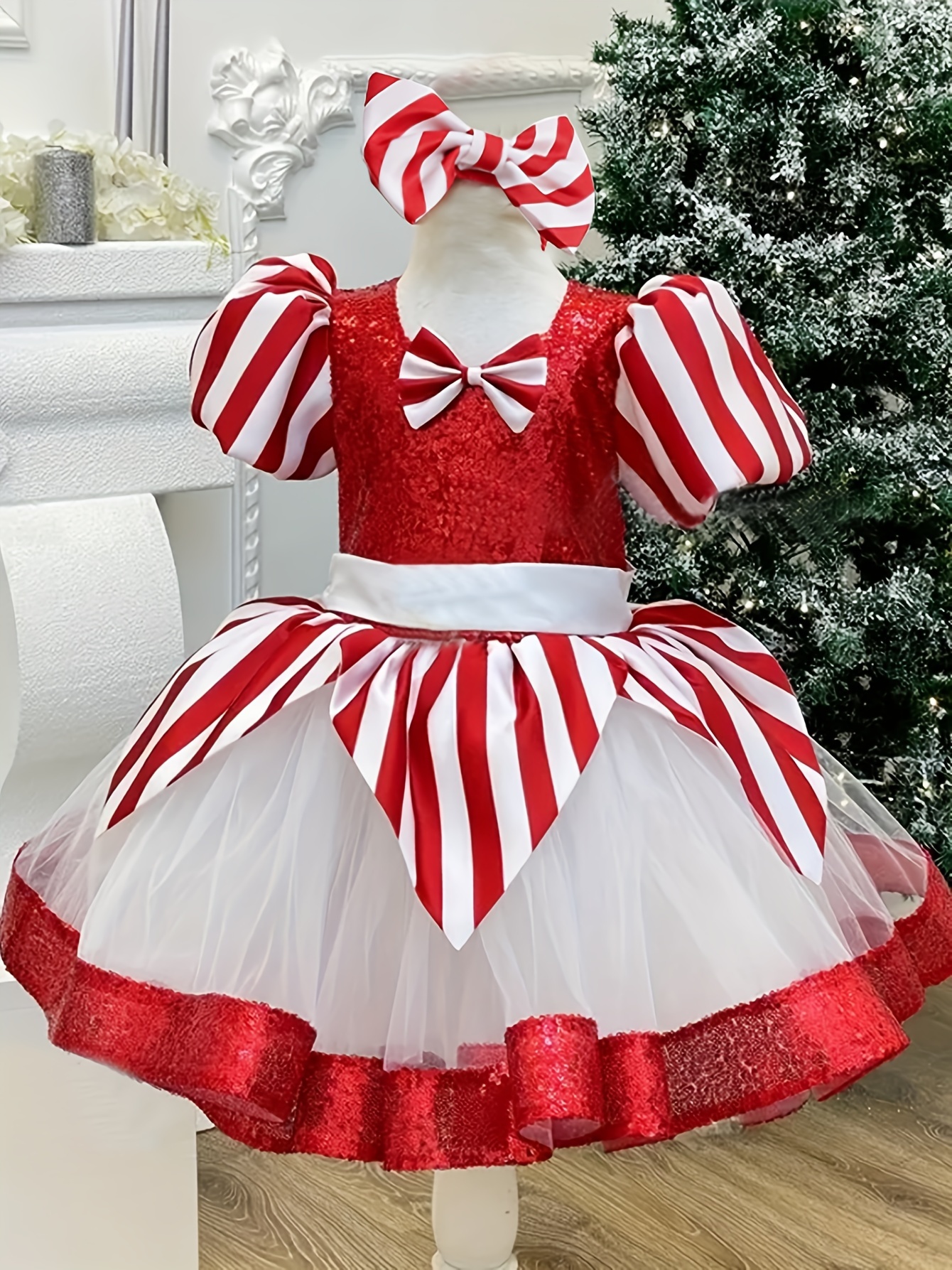 open lace back dress Girls' Christmas Party Twirl Dress – Little Stocking Company main image 1