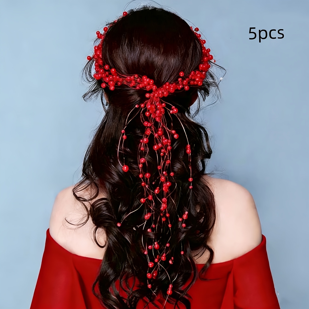 TEMU 5pcs Of Stylish, Romantic, Sweet, High-quality Couple Party Evening Ball Updo And Braid Hair Additions Chain