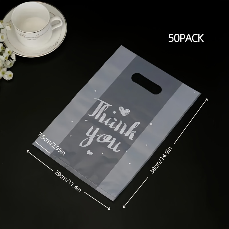 Image of 50/100pcs Thank You Plastic Gift Bags Plastic Wrapping Bags Party Candy Bags Transparent Retail Shopping Bags