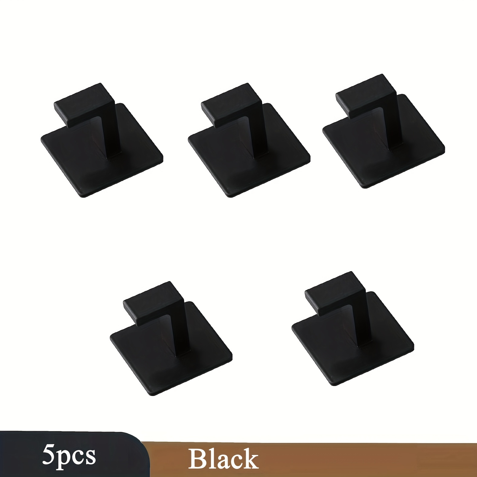 Image of 5pcs Aluminium Heavy Duty Clothes Hanger Bathroom Towel Hooks Black Self Adhesive Square Hooks Wall Mounted No Drilling Hooks For Bathroom Bedroom Kitchen