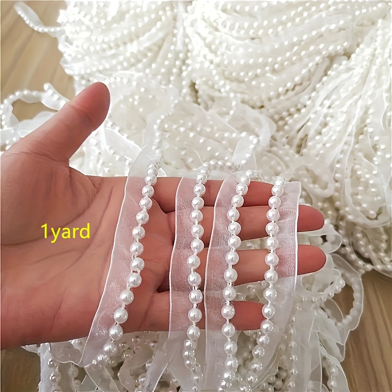 TEMU 1 Yard/3 Yards/5 Yards Filato di con Diametro di 6 mm con Perline per Scollo, Gonna, Polsini, Vestiti per Bambole, Accessori in Pizzo