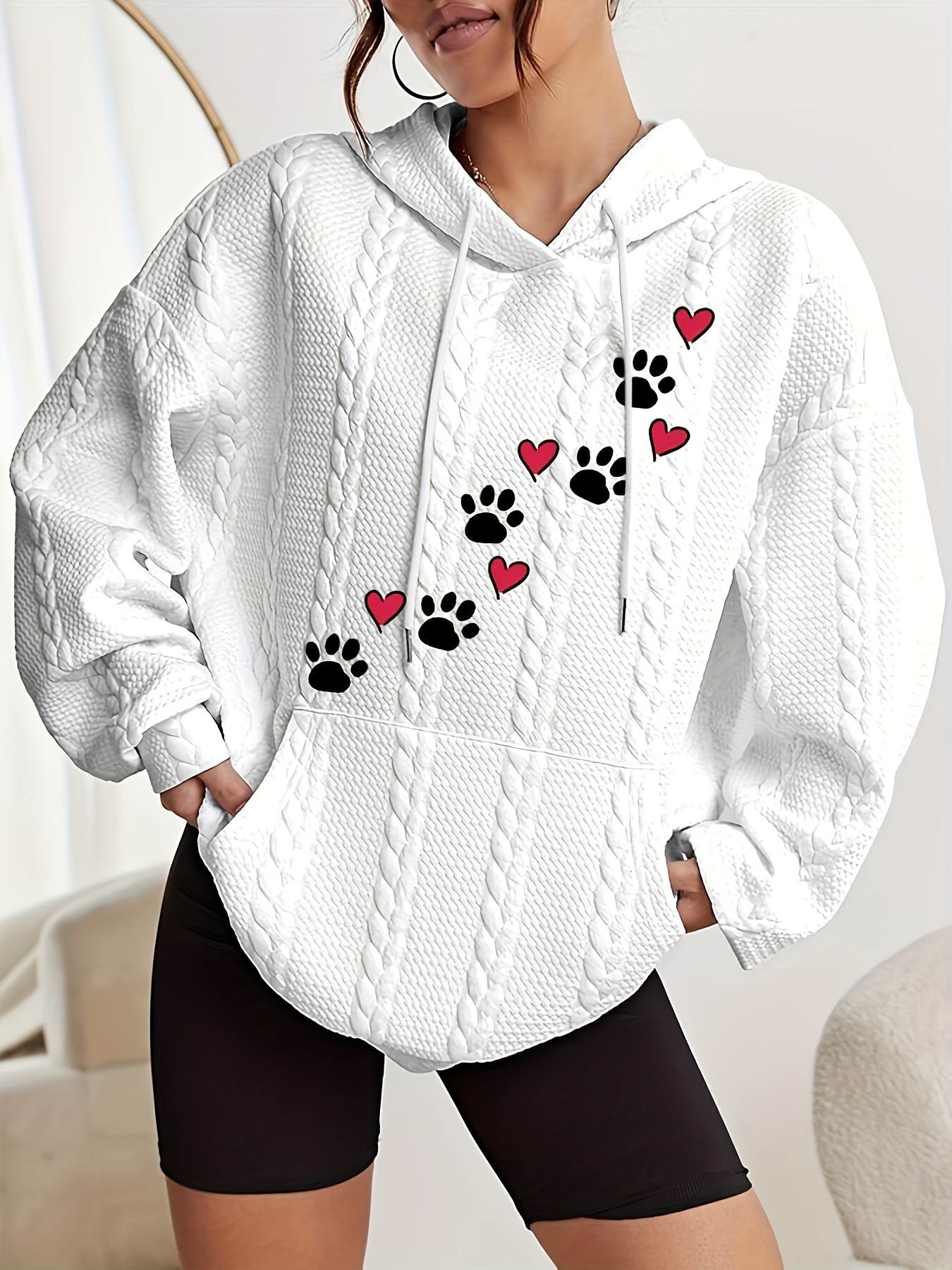 paw           long   drawstring   sweatshirt womens   details 1