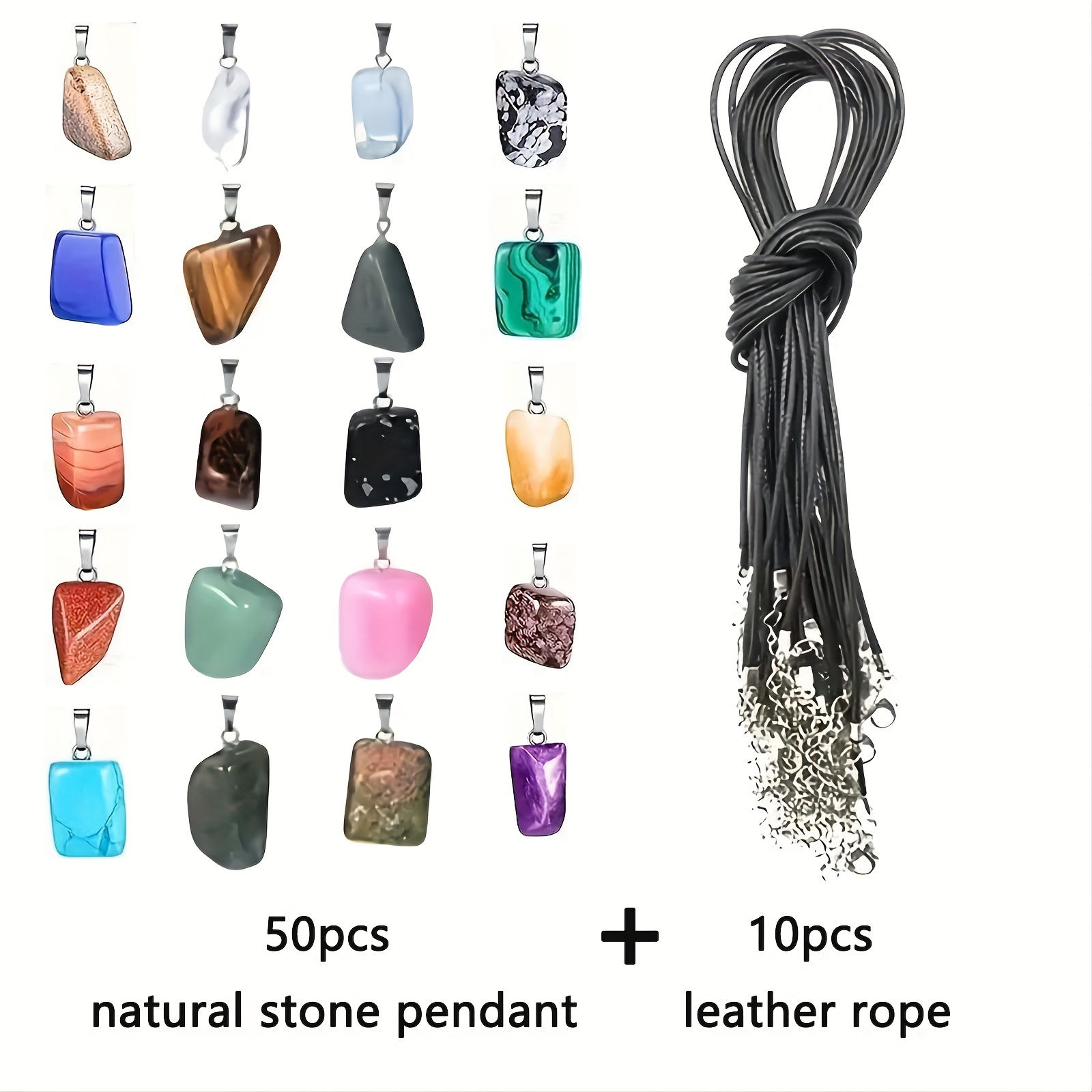 TEMU 50pcs Quartz Pendants With Cord, Ideal For Multifunctional Jewelry Making, Suitable For Bracelets, Necklaces, And Earrings, Perfect Gift For Couples' Day, Father's Day, Graduation Season