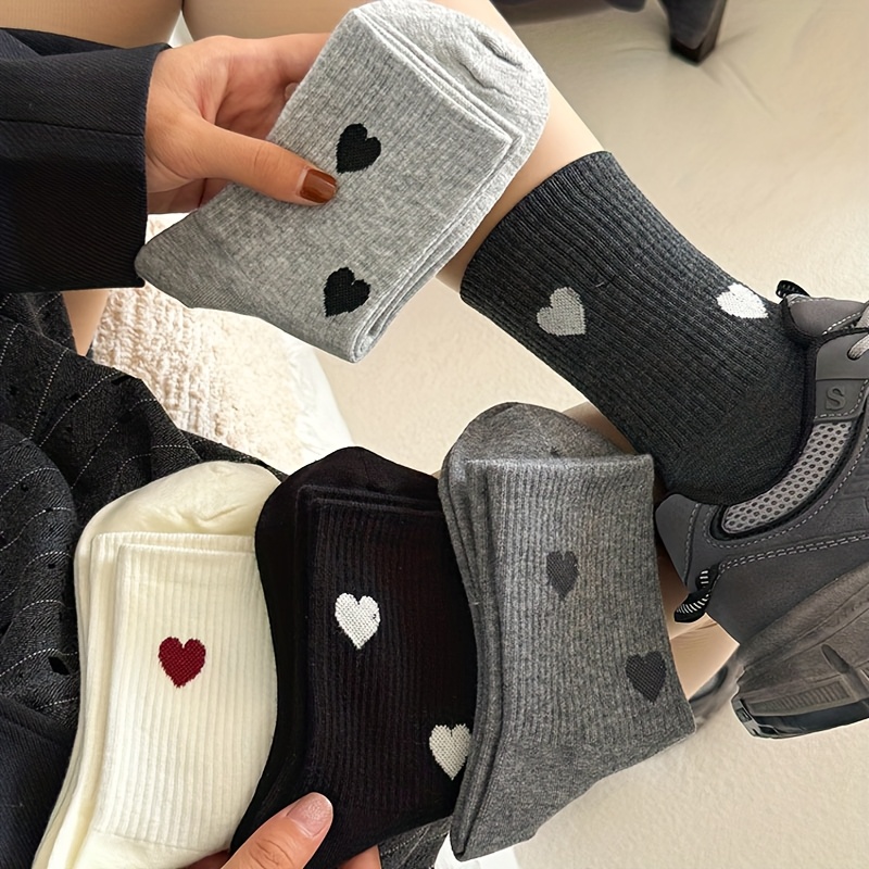 5 Pair Of Heart For, Mid-calf, 5 Colors